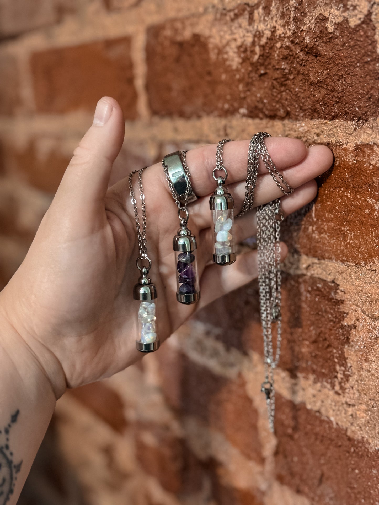 Rose Quartz, Garnet & Moon Water Pendant