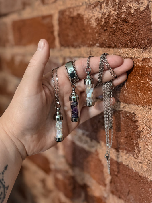 Rose Quartz, Garnet & Moon Water Pendant
