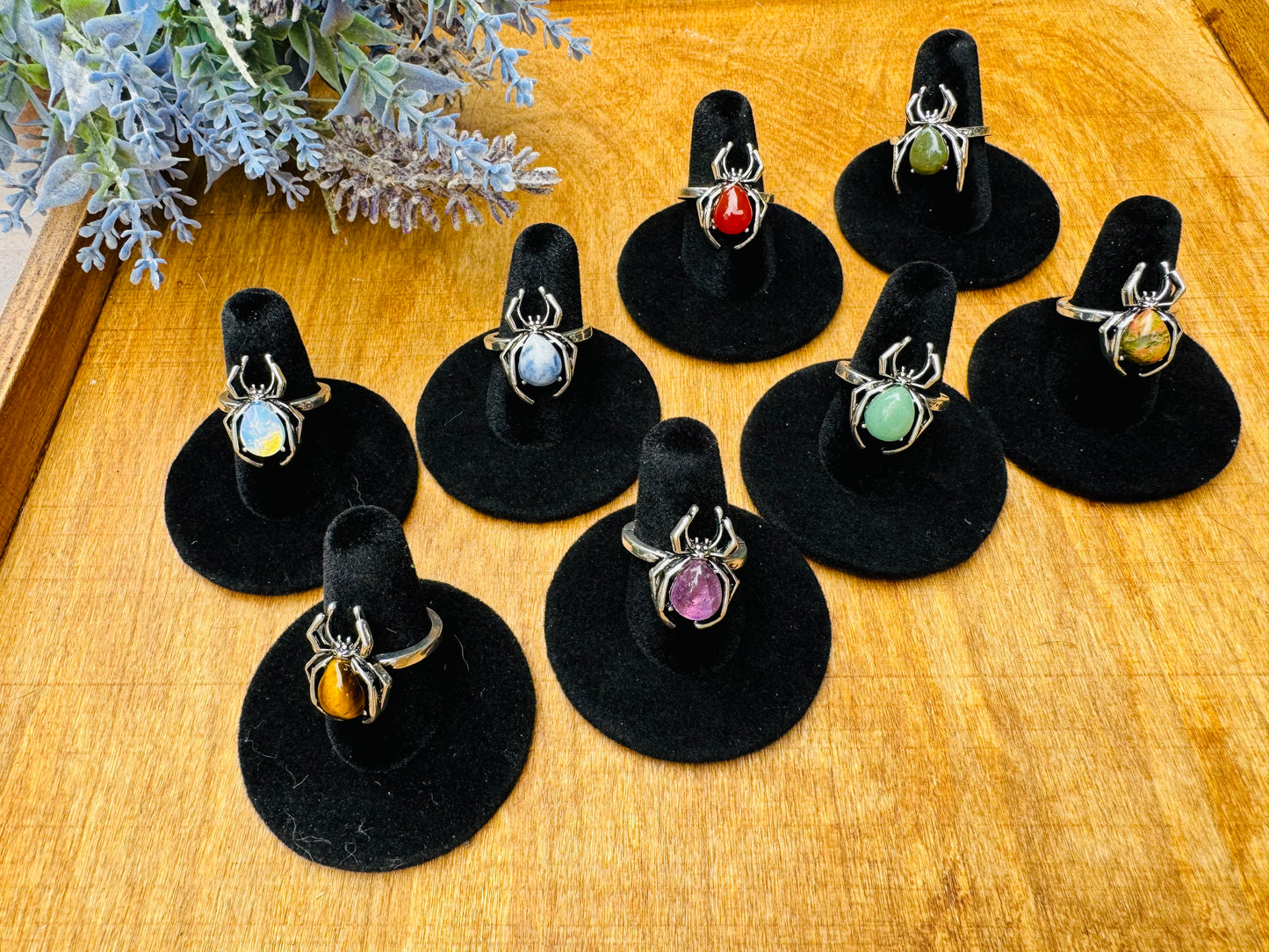 Gemstone Adjustable Spider Rings