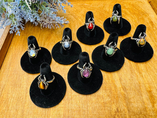 Gemstone Adjustable Spider Rings