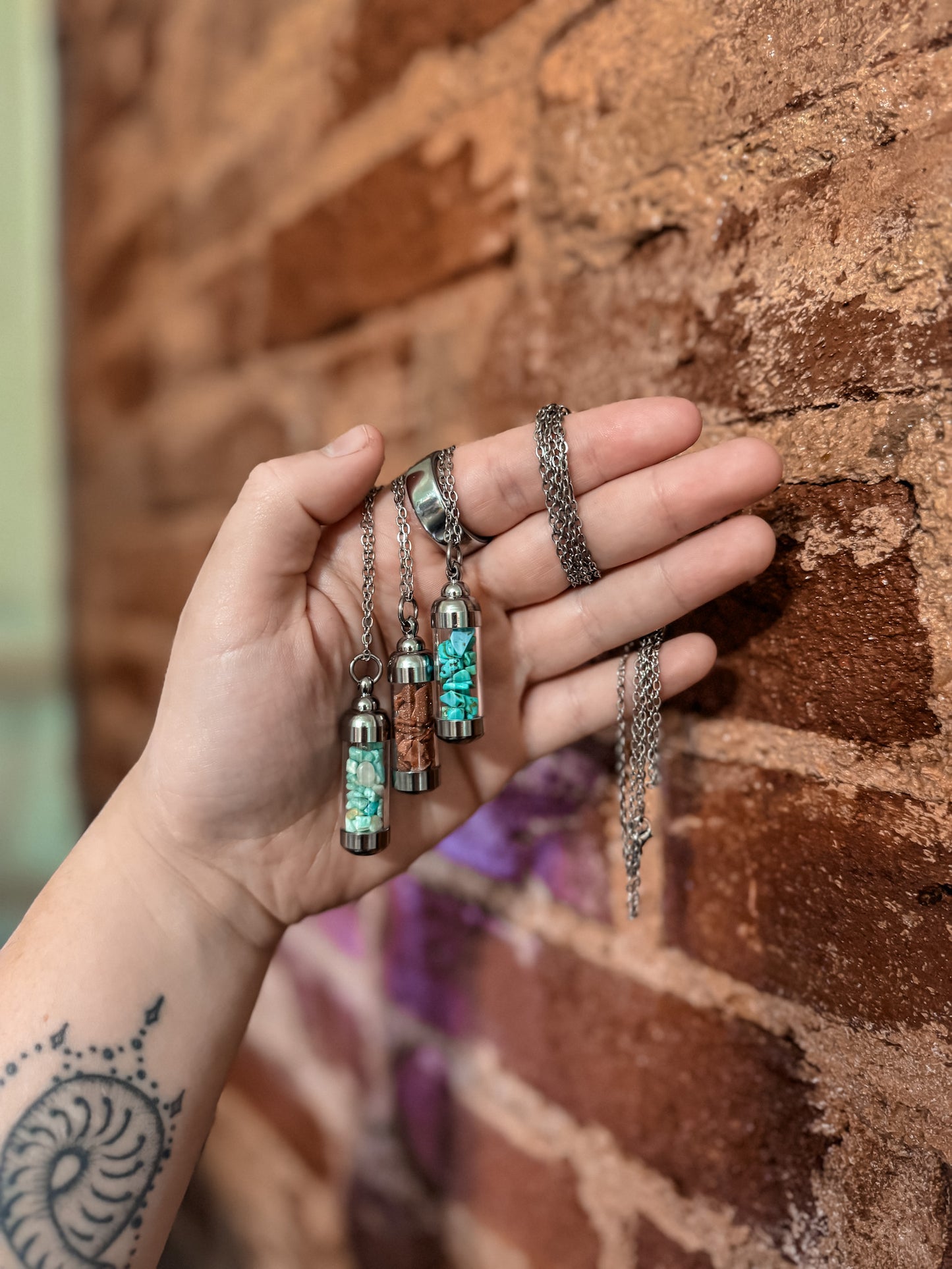 Rose Quartz, Garnet & Moon Water Pendant