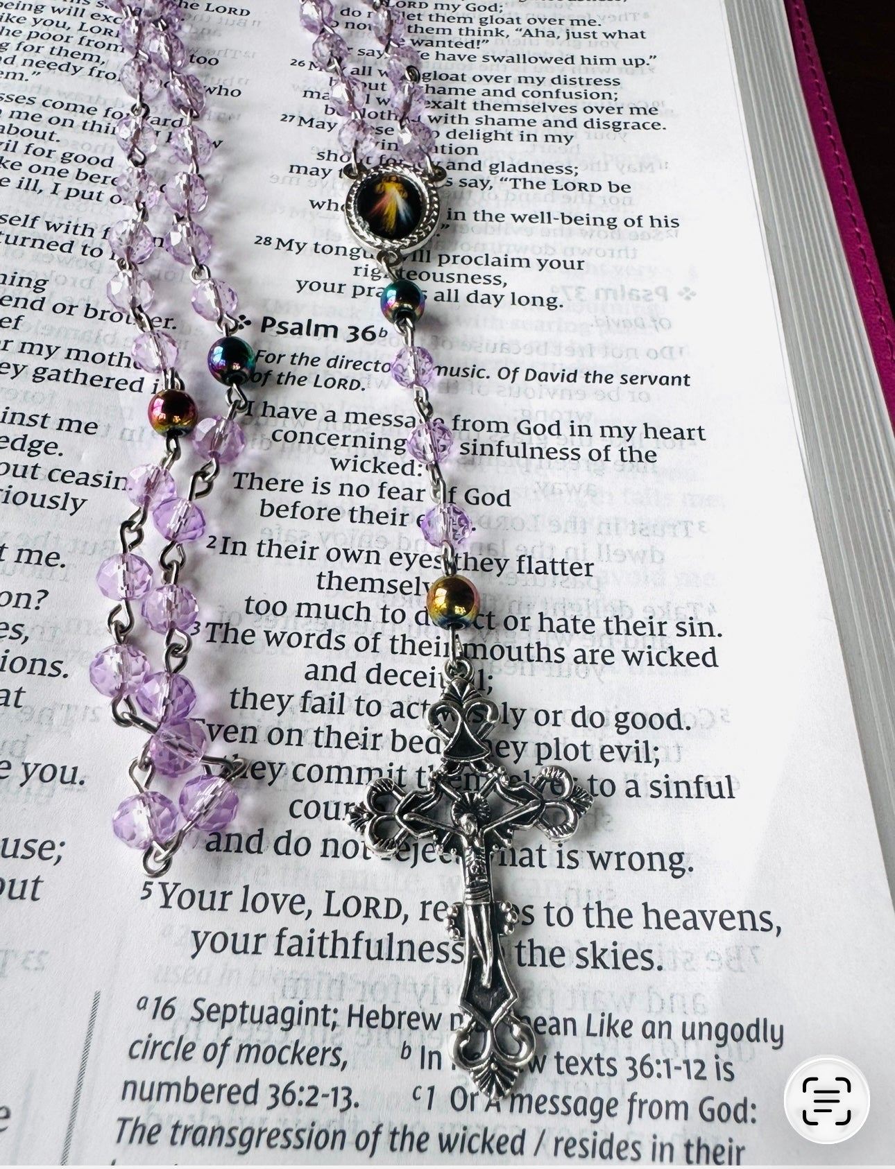 Handmade Lavender Swarovski Crystal and Rainbow Hematite Rosary