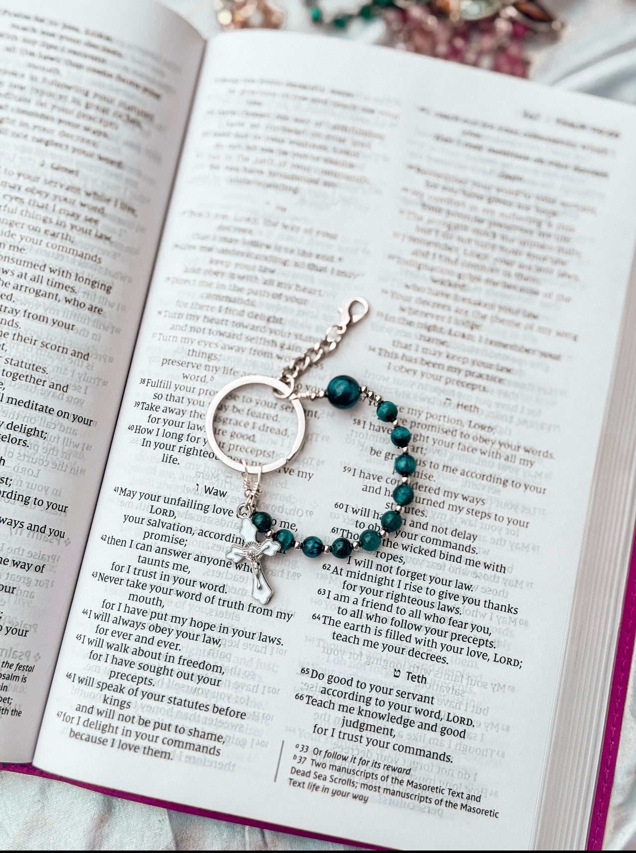 Blue Tiger’s Eye One-Decade Keychain Rosary Key Chain Rosary