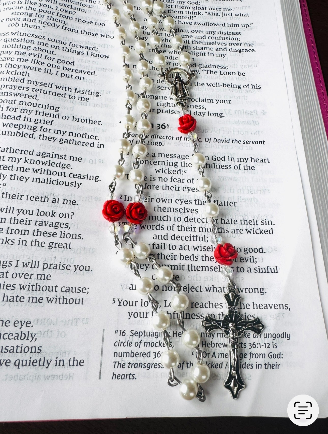 Handmade Swarovski Pink Pearls and Pink Swarovski Crystal Our Father Beads Rosary