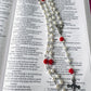 Handmade Swarovski Pink Pearls and Pink Swarovski Crystal Our Father Beads Rosary