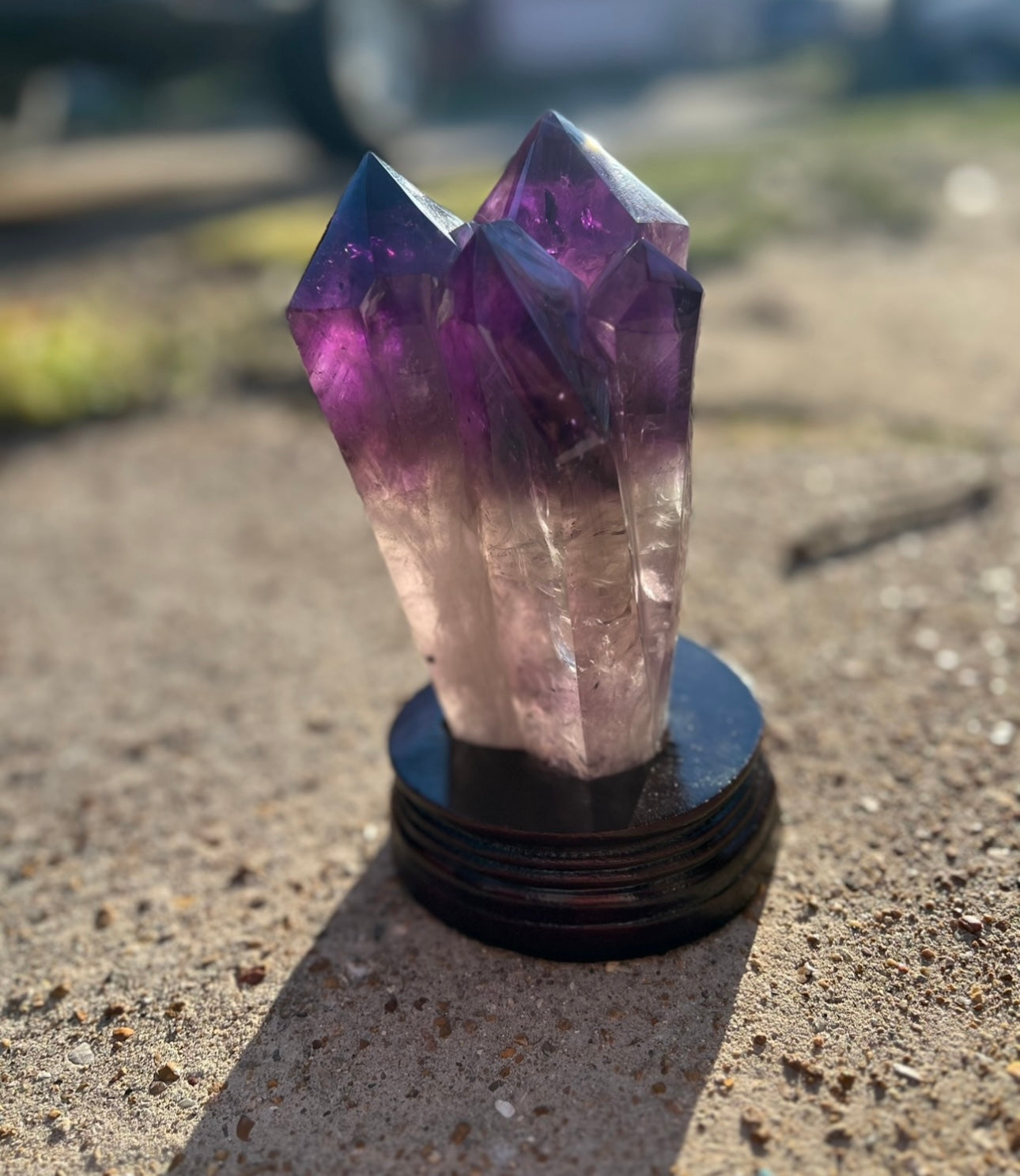 Amethyst and Smoky Quartz 4 Point Tower