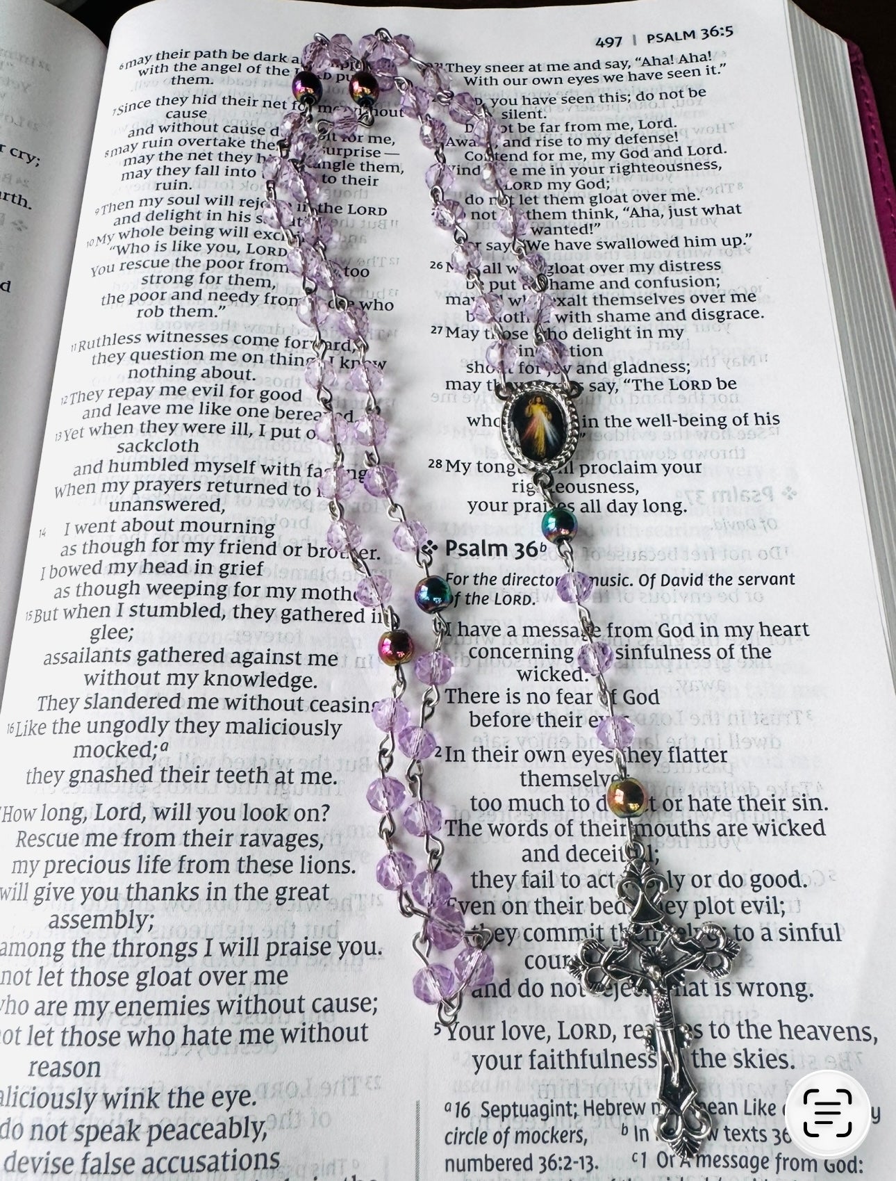 Handmade Lavender Swarovski Crystal and Rainbow Hematite Rosary