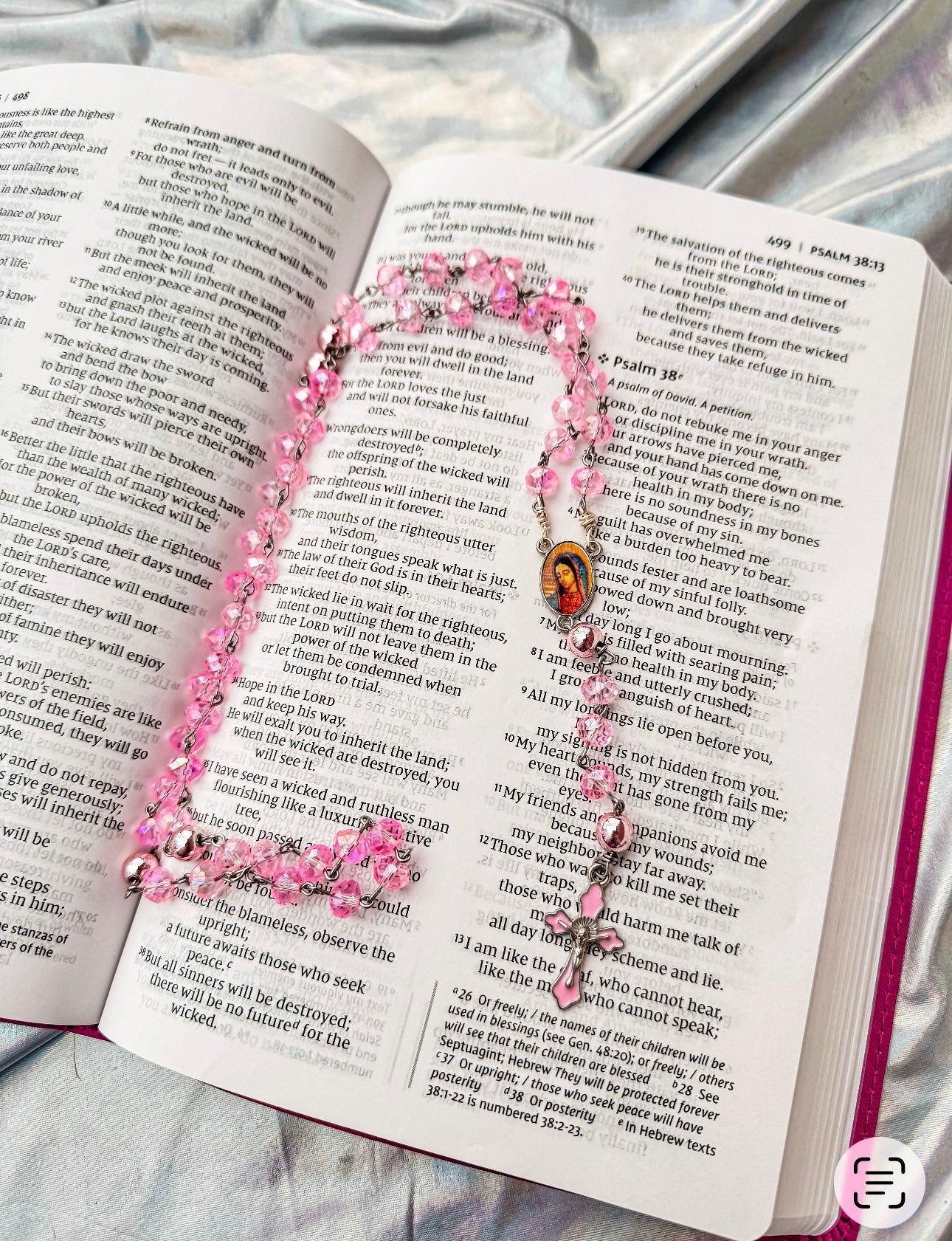 Handmade Pink Swarovski Beaded Rosary With Pink Hematite Accent beads