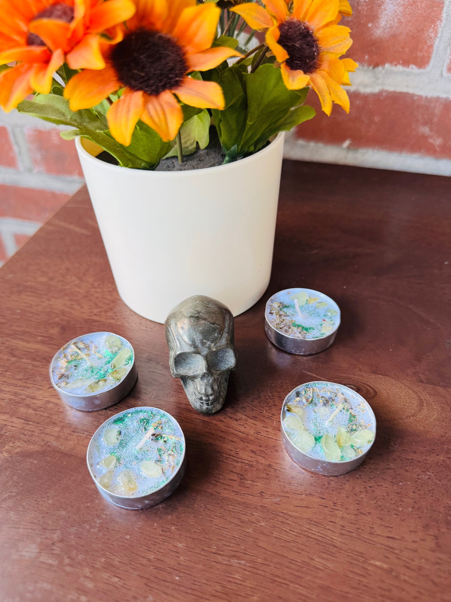 Manifestation Candle Set (4) and 2.75” Pyrite Manifestation Skull