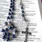 Handmade Blue Swarovski Pearl And Lamp Work Floral Beaded Rosary
