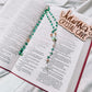 Handmade Green  & Champagne Swarovski Crystal Beaded Rosary
