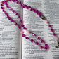 Handmade Fuschia Swarovski Crystal and Pink Tourmaline Rosary