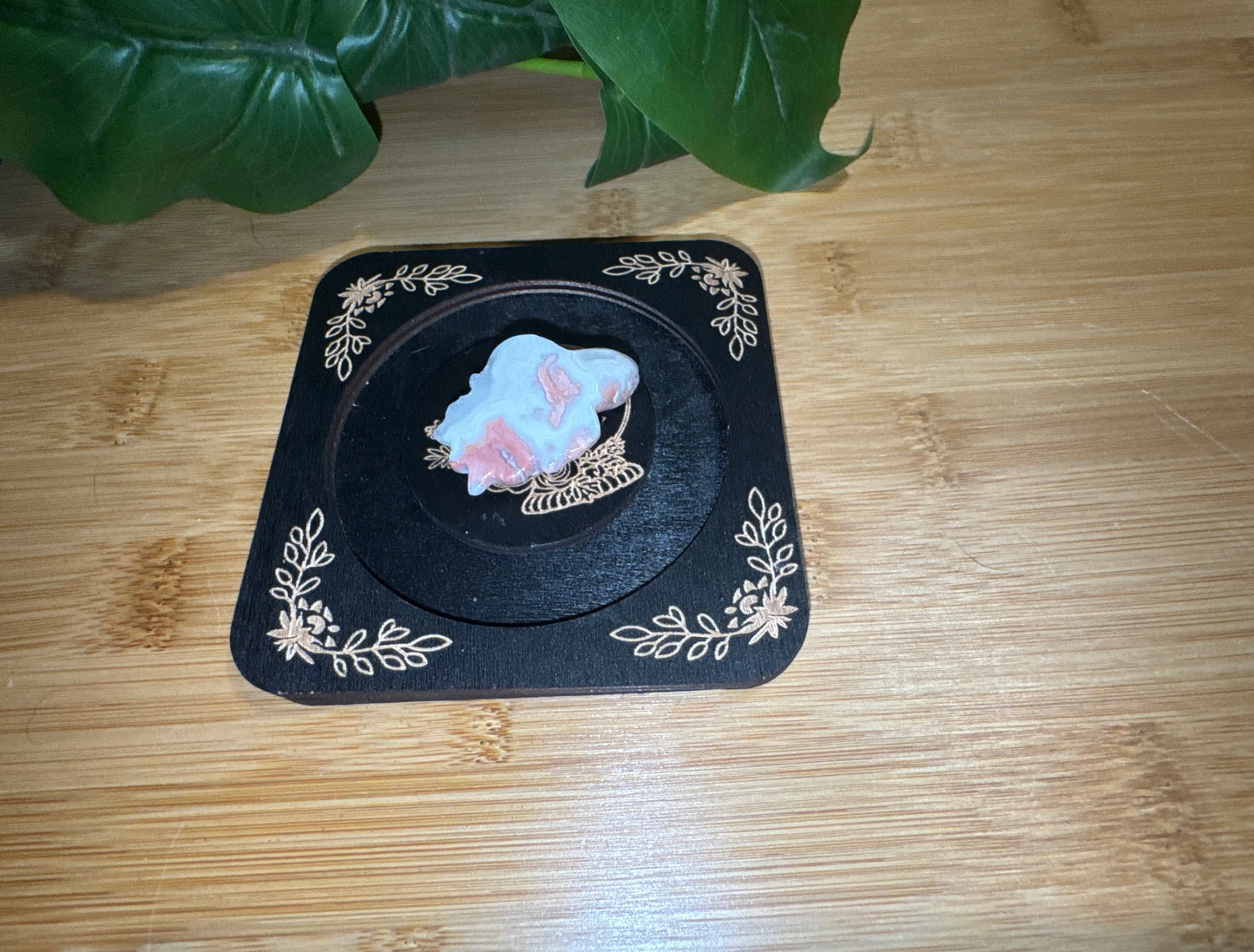 Mini Pink & White Chalcedony Turtle Carving-HTF