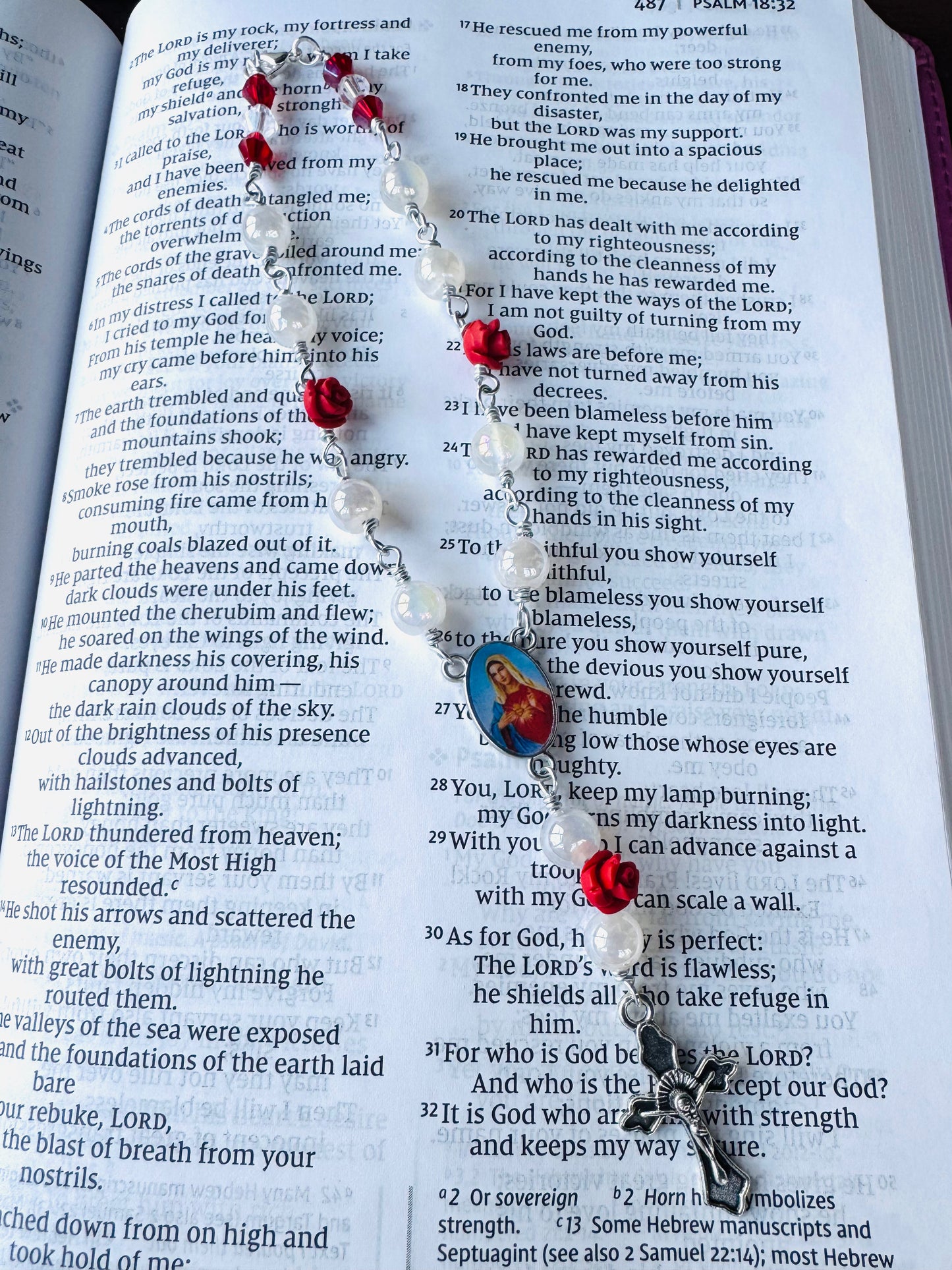 Handmade Rearview Mirror Rosary with St Benedict Medal