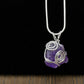 Wire wrapped natural Amethyst Spiral Pendant