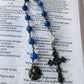 Handmade Deep Blue Agate Guardian Angel Chaplet Rosary
