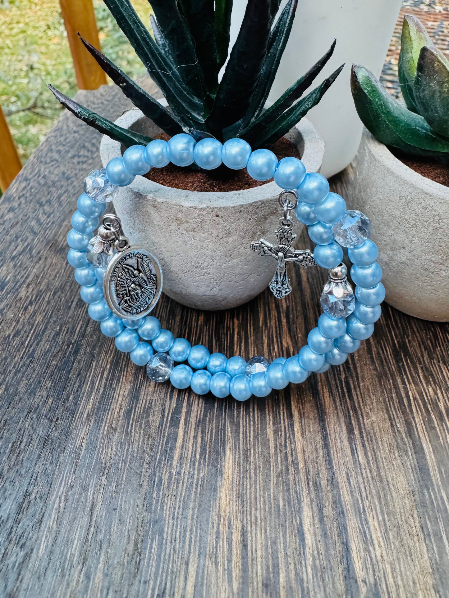 Handmade Guardian Angel Rosary Bracelet