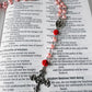 Handmade Pink Swarovski Pearl and Red Rose  Blessed Mother Rosary