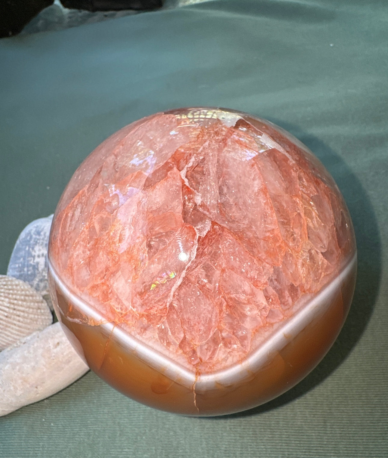 Carnelian In Quartz large sphere