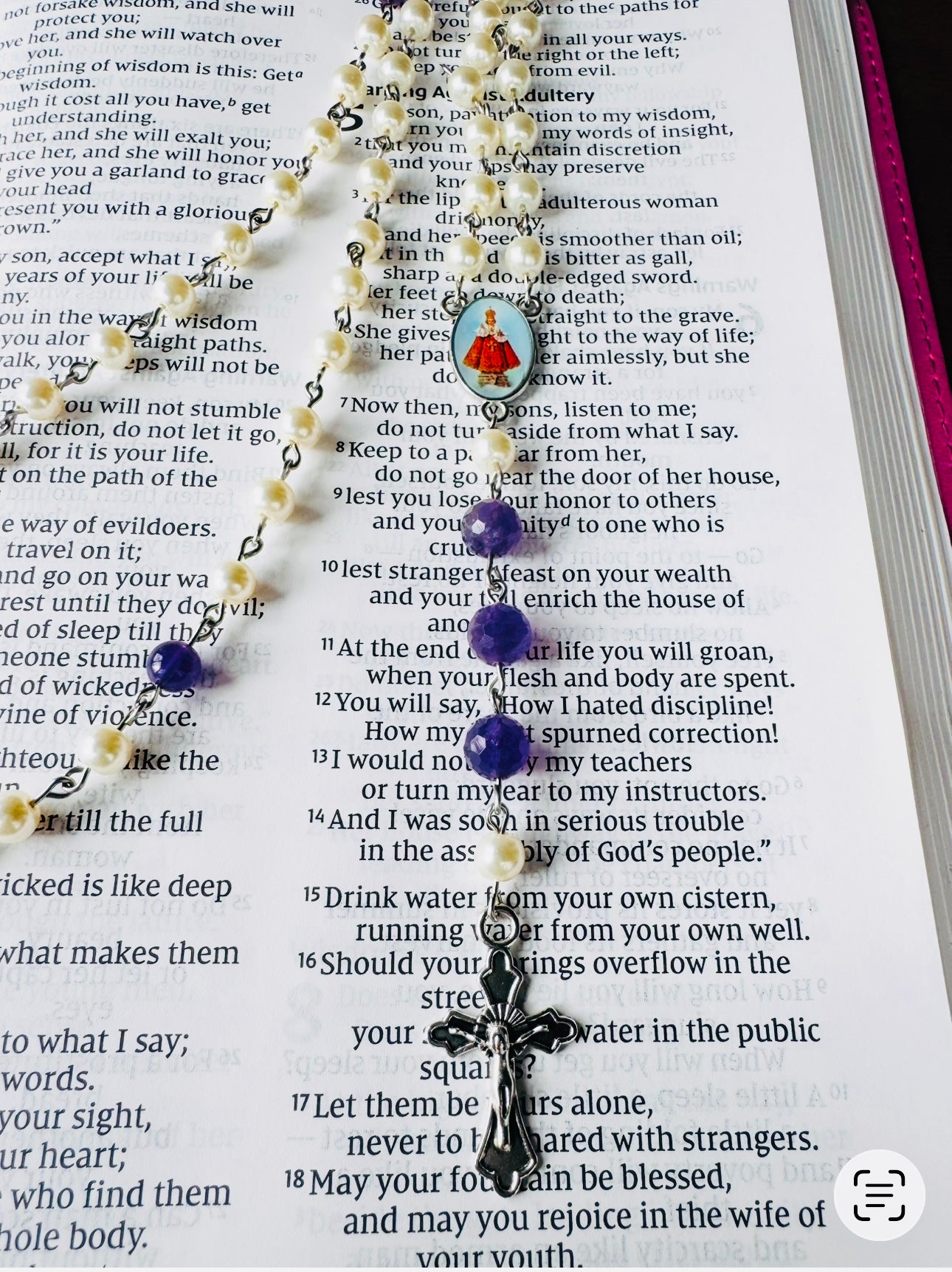Handmade Amethyst and Swarovski Pearl Rosary