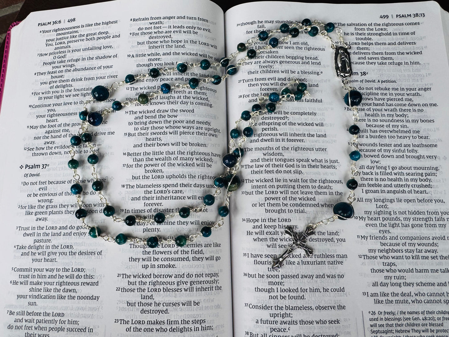 Handmade Blue Tigers Eye Decorative Wrapped Rosary