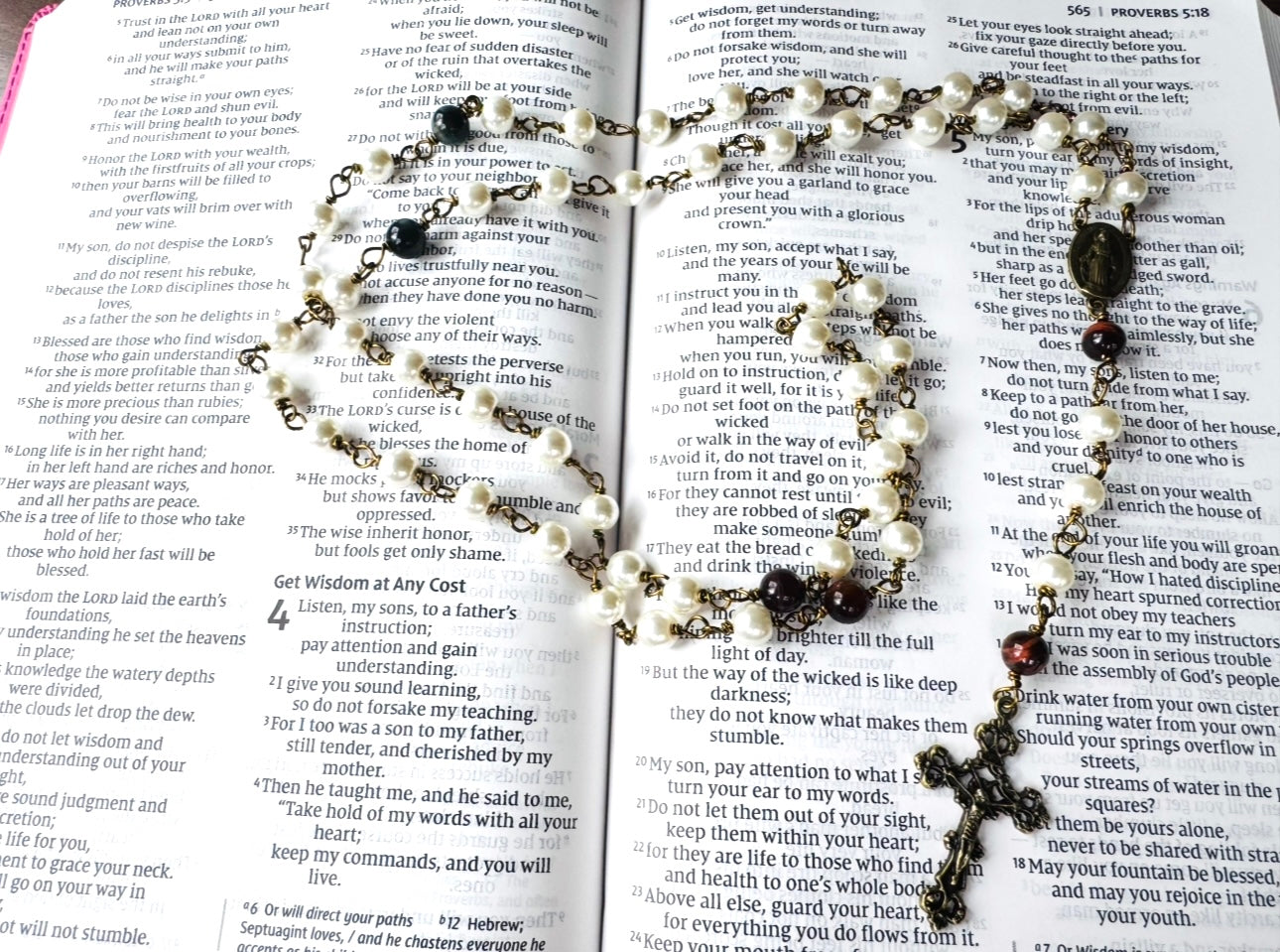 Handmade Luxury Tiger’s Eye Rosary, Swarovski Pearl Rosary, Fully Wire Wrapped Heirloom Catholic Gift, Miraculous Medal, Vatican Blessed