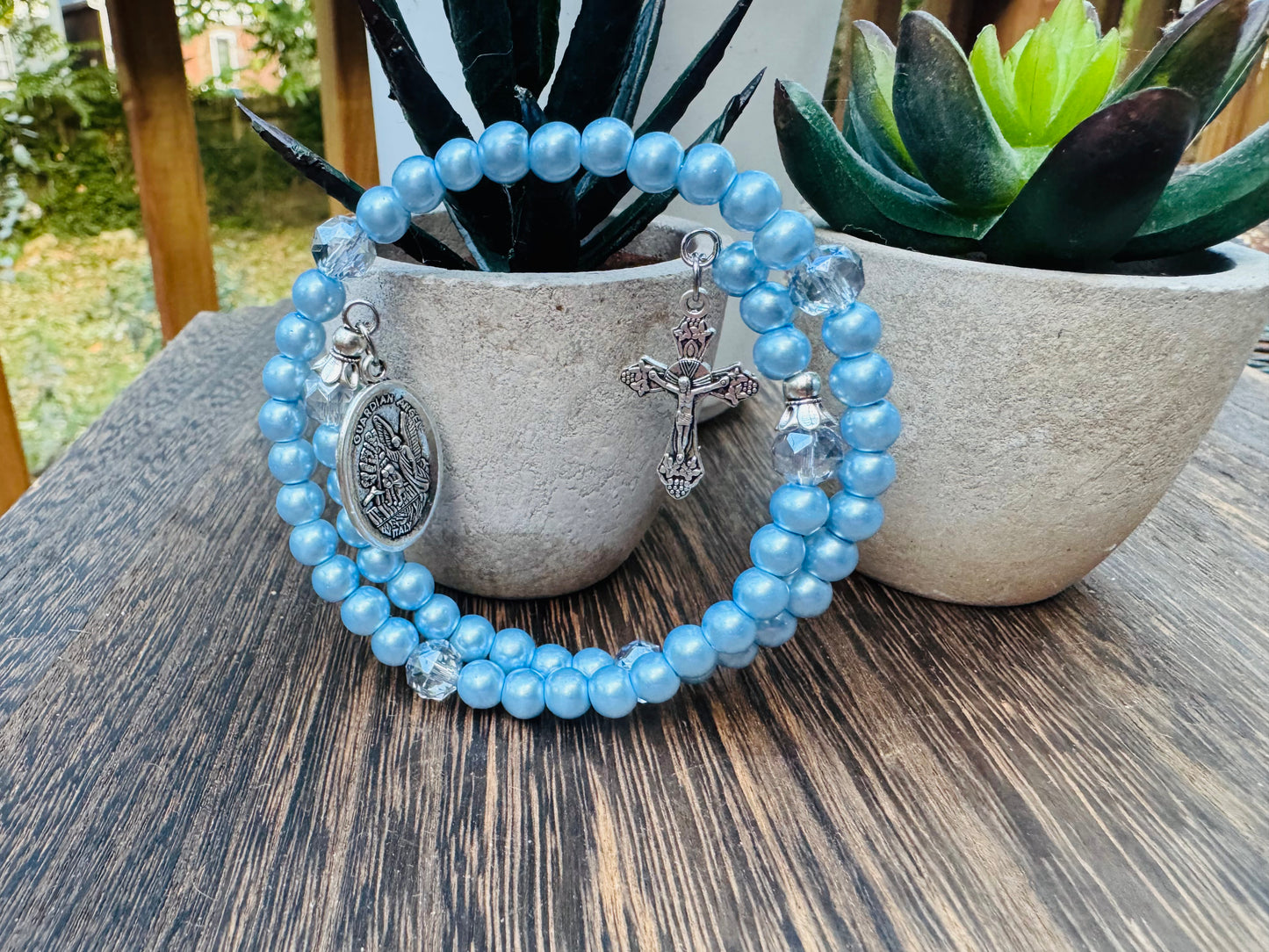Handmade Guardian Angel Rosary Bracelet