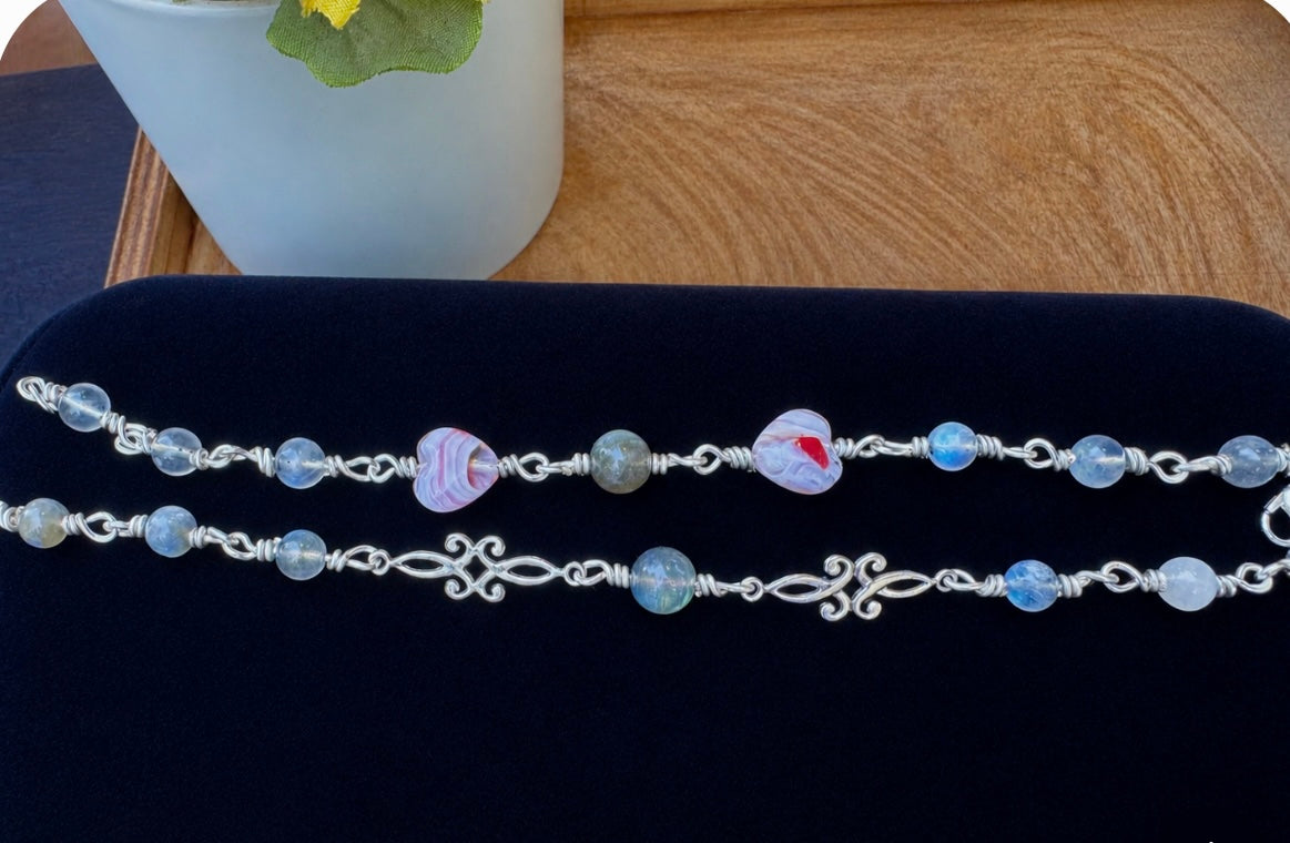 Natural Labradorite Wire Wrapped Bracelets