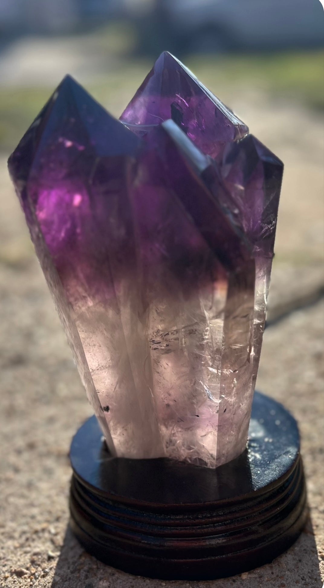 Amethyst and Smoky Quartz 4 Point Tower
