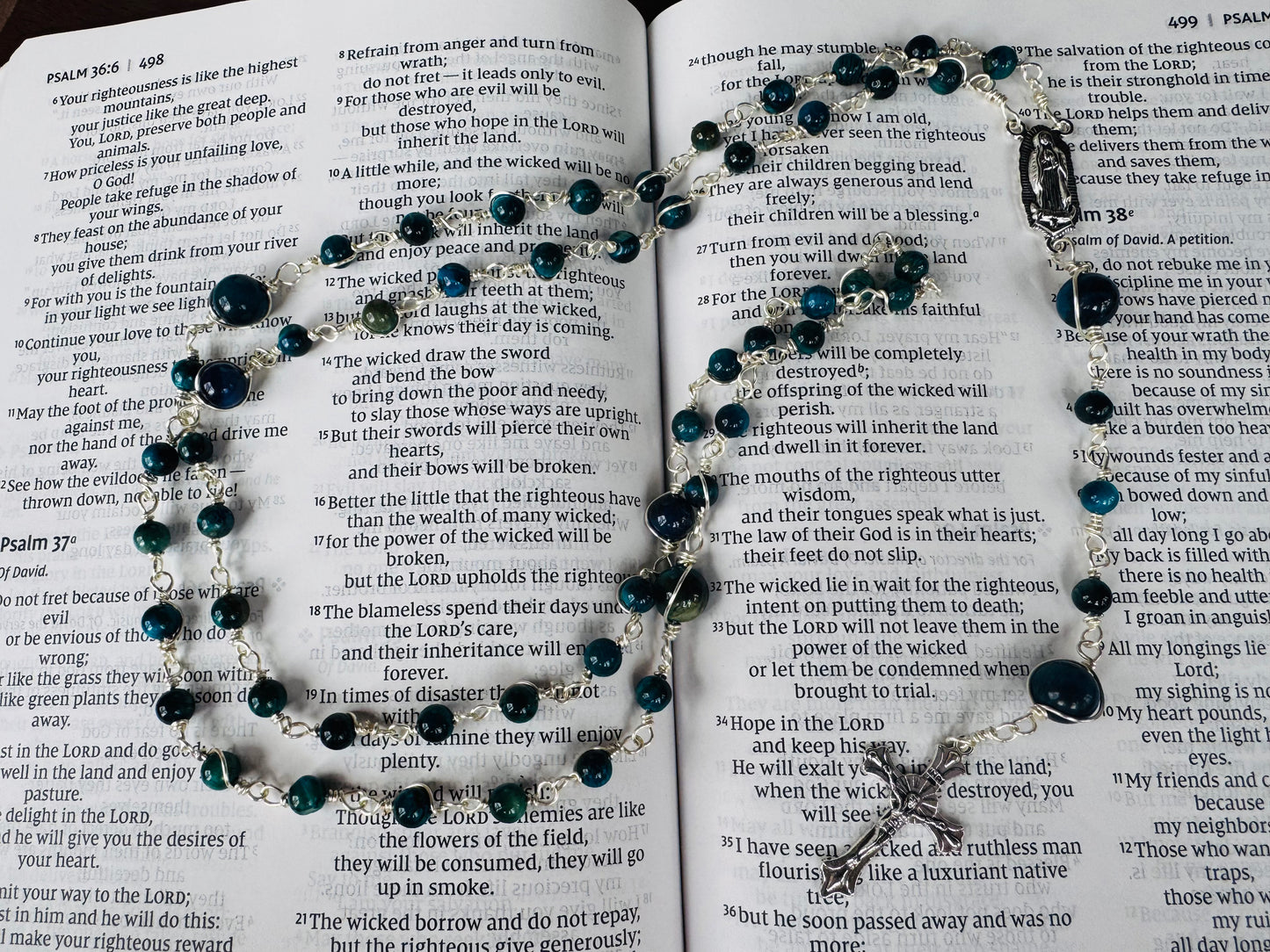 Handmade Blue Tigers Eye Decorative Wrapped Rosary
