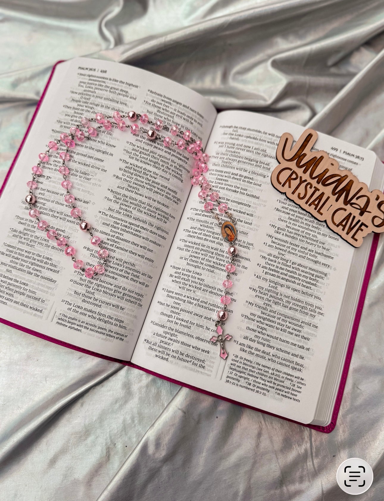 Handmade Pink Swarovski Beaded Rosary With Pink Hematite Accent beads
