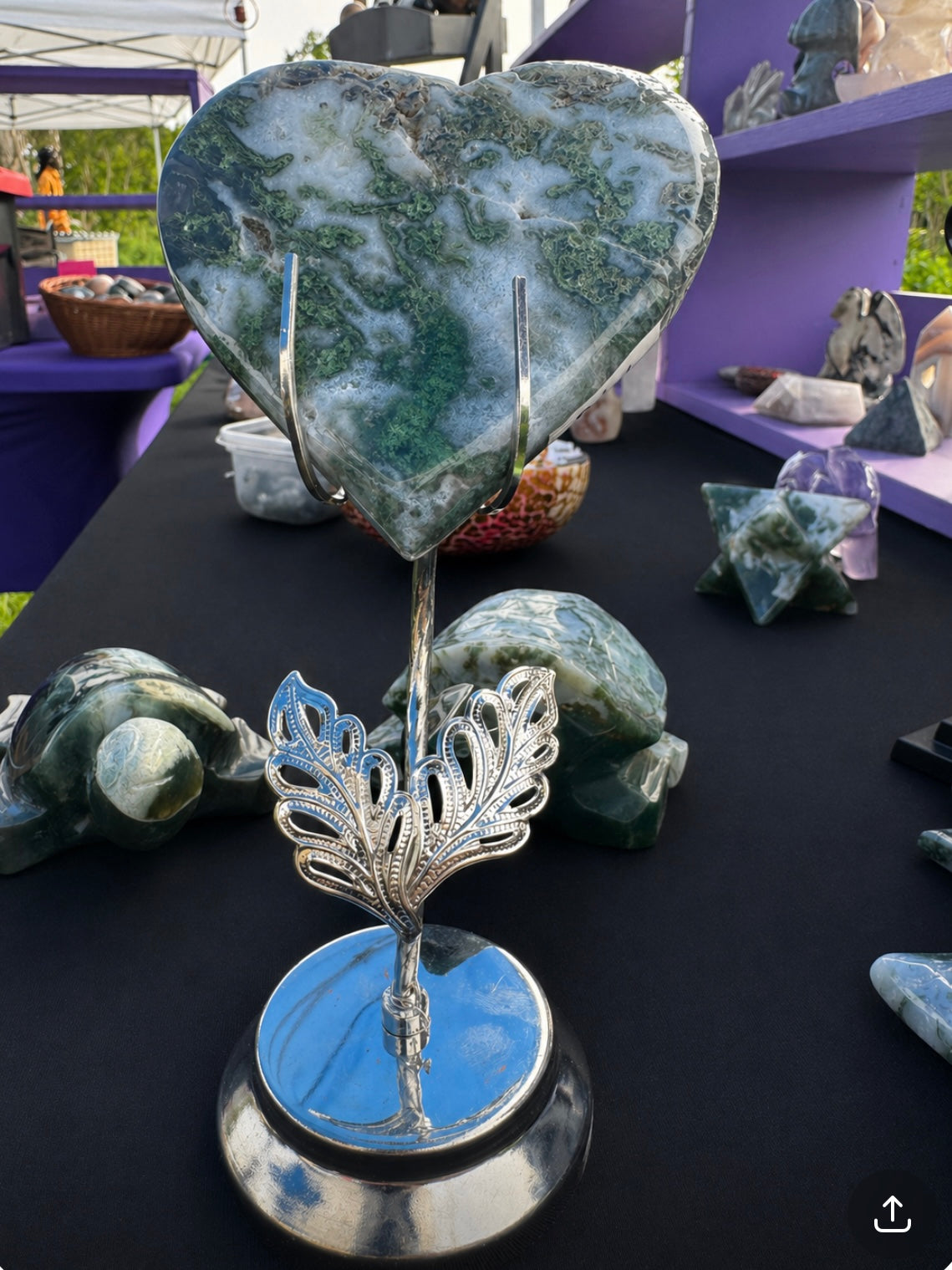 Druzy Moss Agate Heart