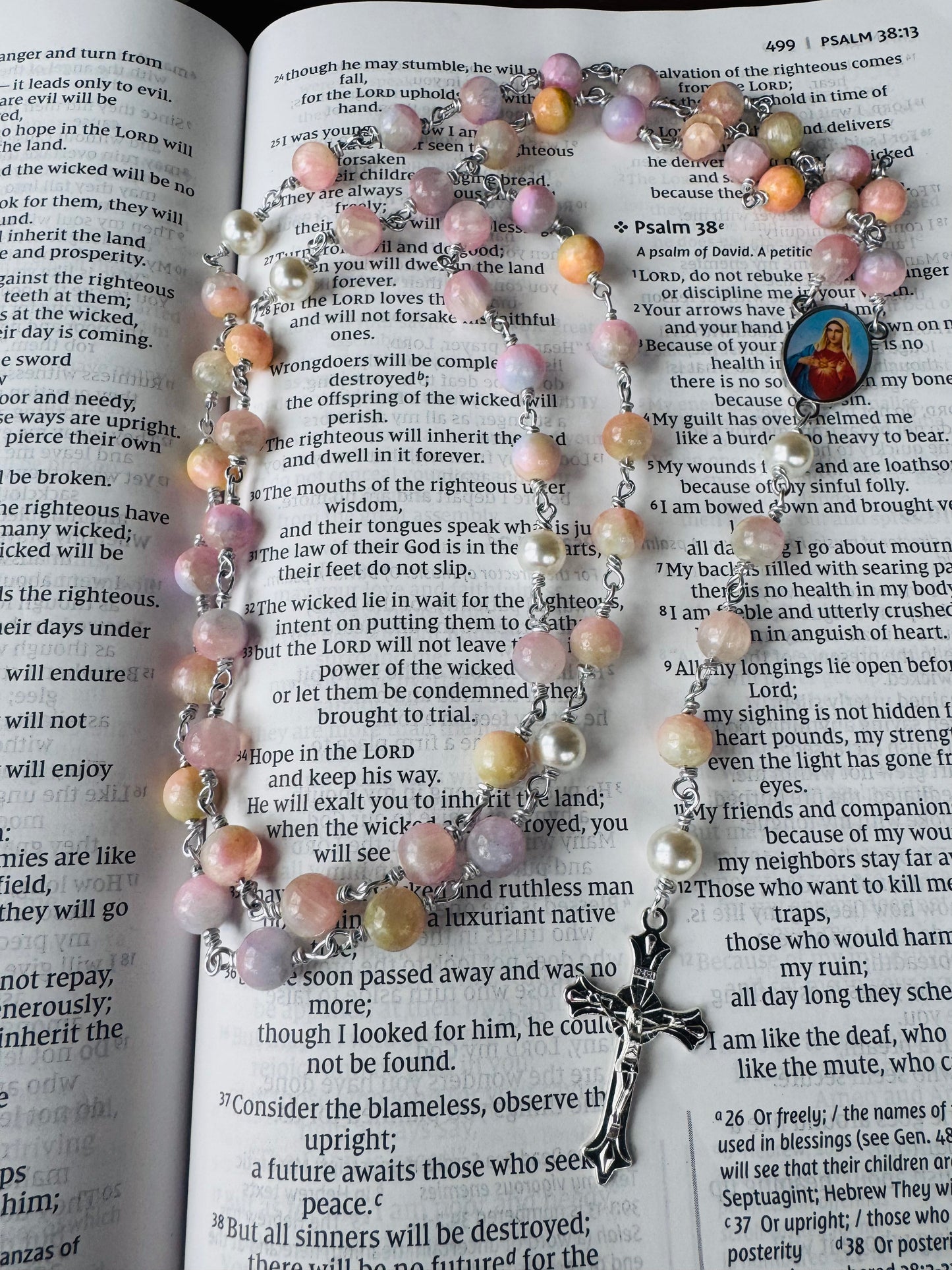Handmade Pastel Jade with Swarovski Pearl Rosary