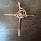 Handwoven& Wire Wrapped Cross with Crown of Thorns and Genuine Crystal-Mookaite