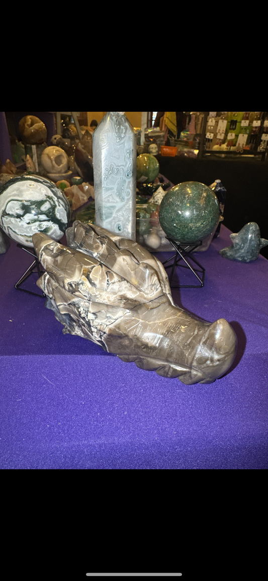 Volcanic Agate Dragon Carving
