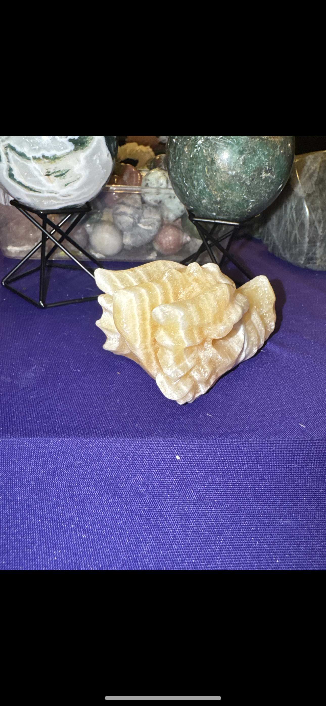 Orange Calcite Dragon Carving