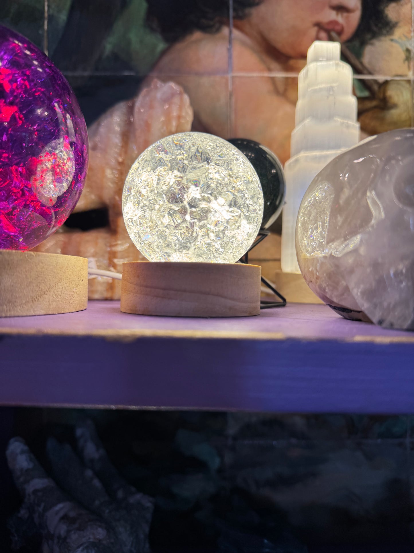 Fire & Ice Quartz Crackle Crystal w-Light