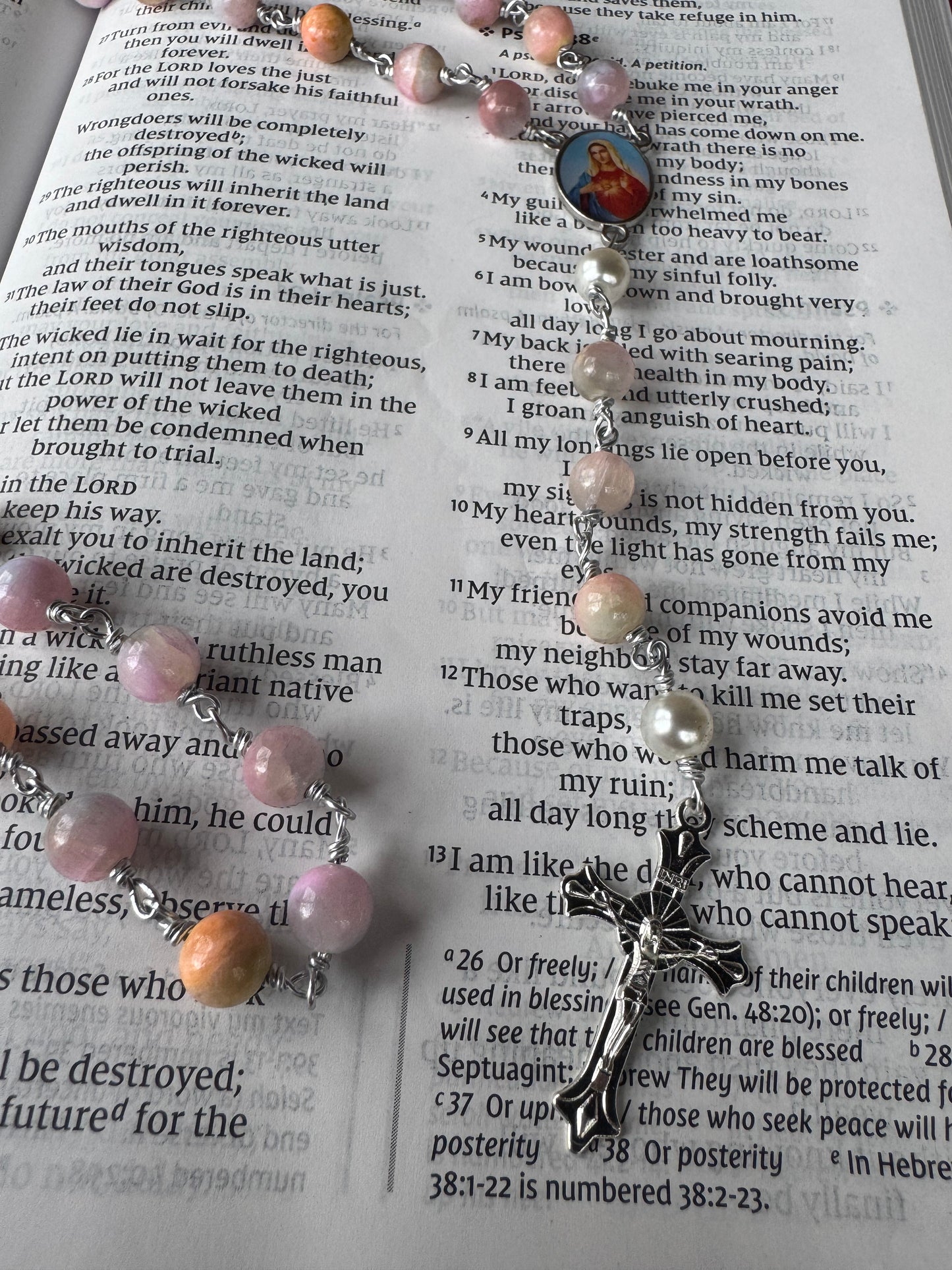 Handmade Pastel Jade with Swarovski Pearl Rosary