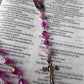Handmade Fuchsia Faceted Austrian Crystal and Pink Tourmaline Bead Rosary