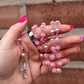 Handmade Pink Swarovski Beaded Rosary With Pink Hematite Accent beads