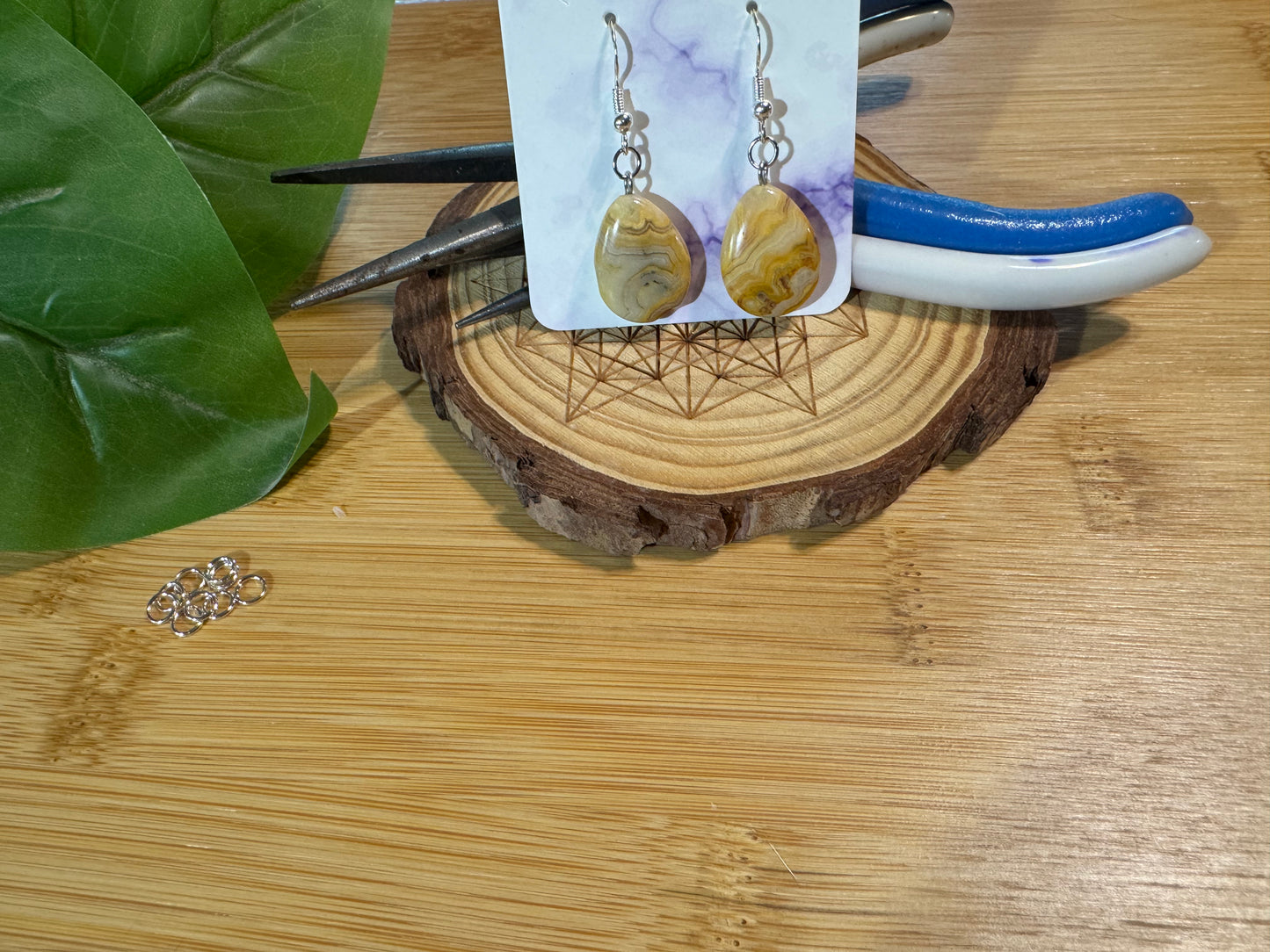 Crazy Lace Agate Dangle Drop Earrings