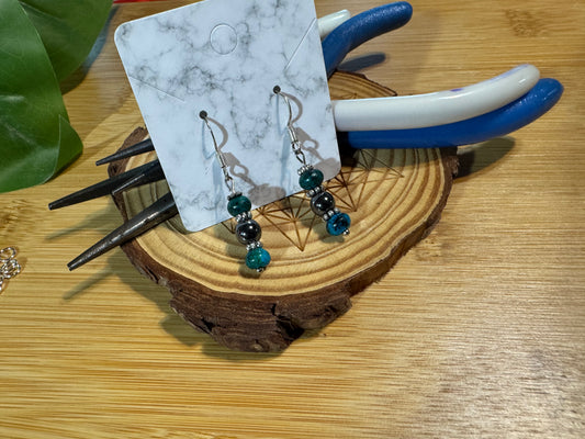 Chrysocolla & Hematite earrings