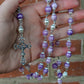 Handmade Lepidolite and Swarovski Pearl Wire Wrapped Heirloom Rosary