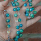 Handmade Blue Crackle Quartz and Swarovski Crystal Rosary