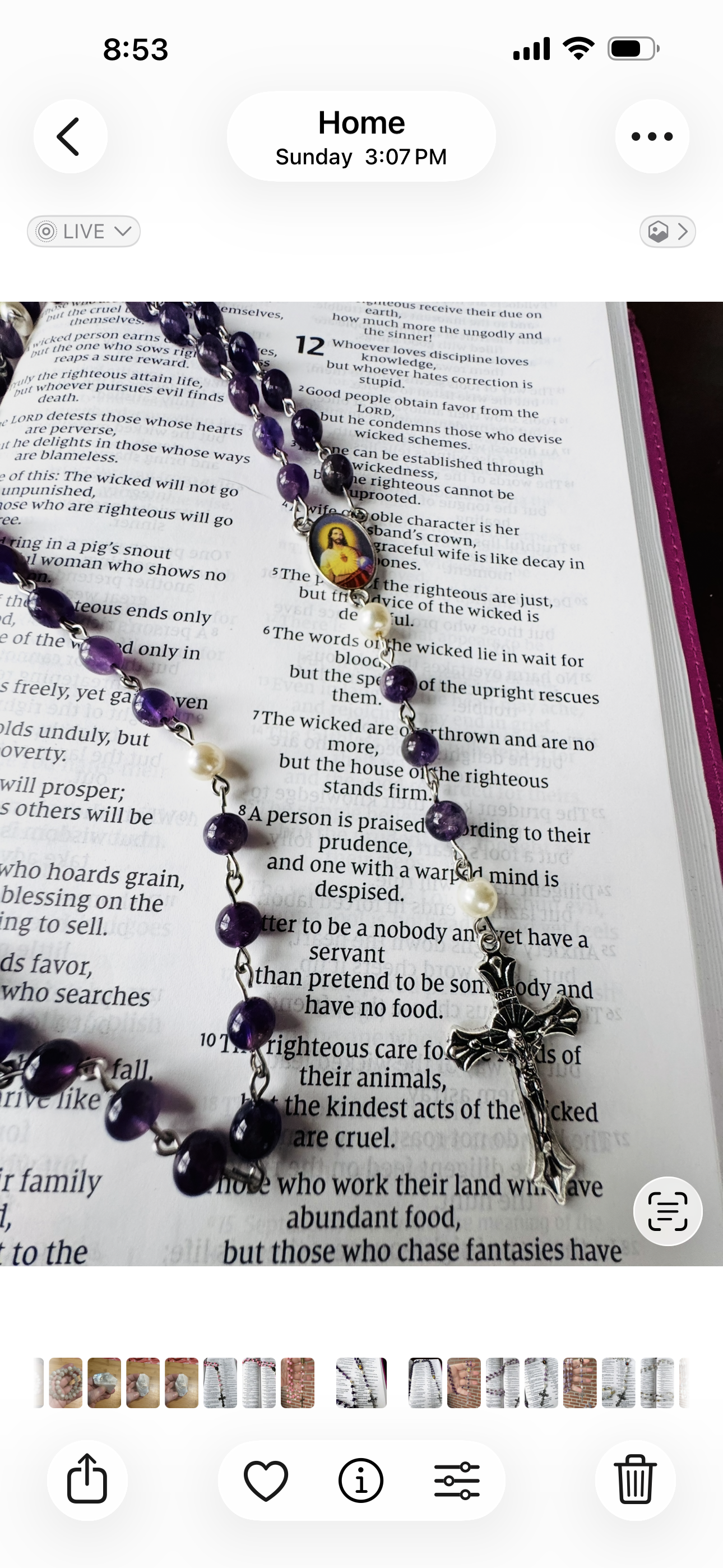 Handmade Blue Swarovski Pearl And Lamp Work Floral Beaded Rosary