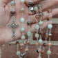 Handmade Champagne Moonstone And Swarovski Pearl Wire Wrapped Blessed Mother Rosary