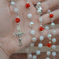 Handmade Aura Quartz and Red Rose St Therese Rosary