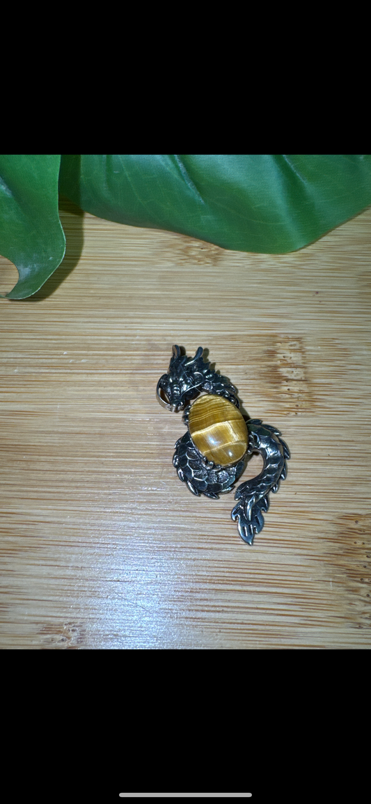 Dragon Pendant w/Flashy Tigers Eye