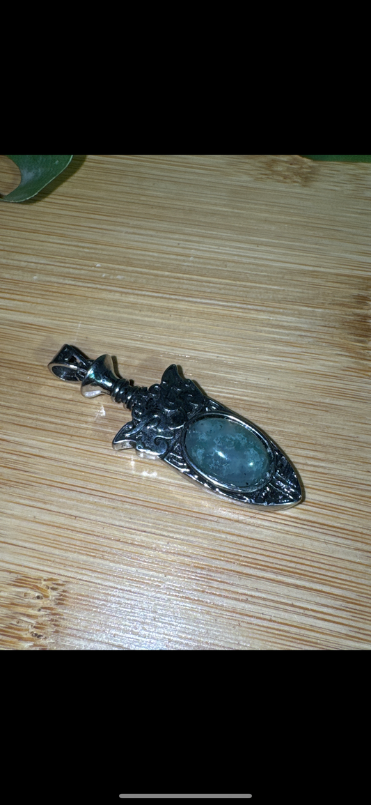 Moss Agate Renaissance Pendant