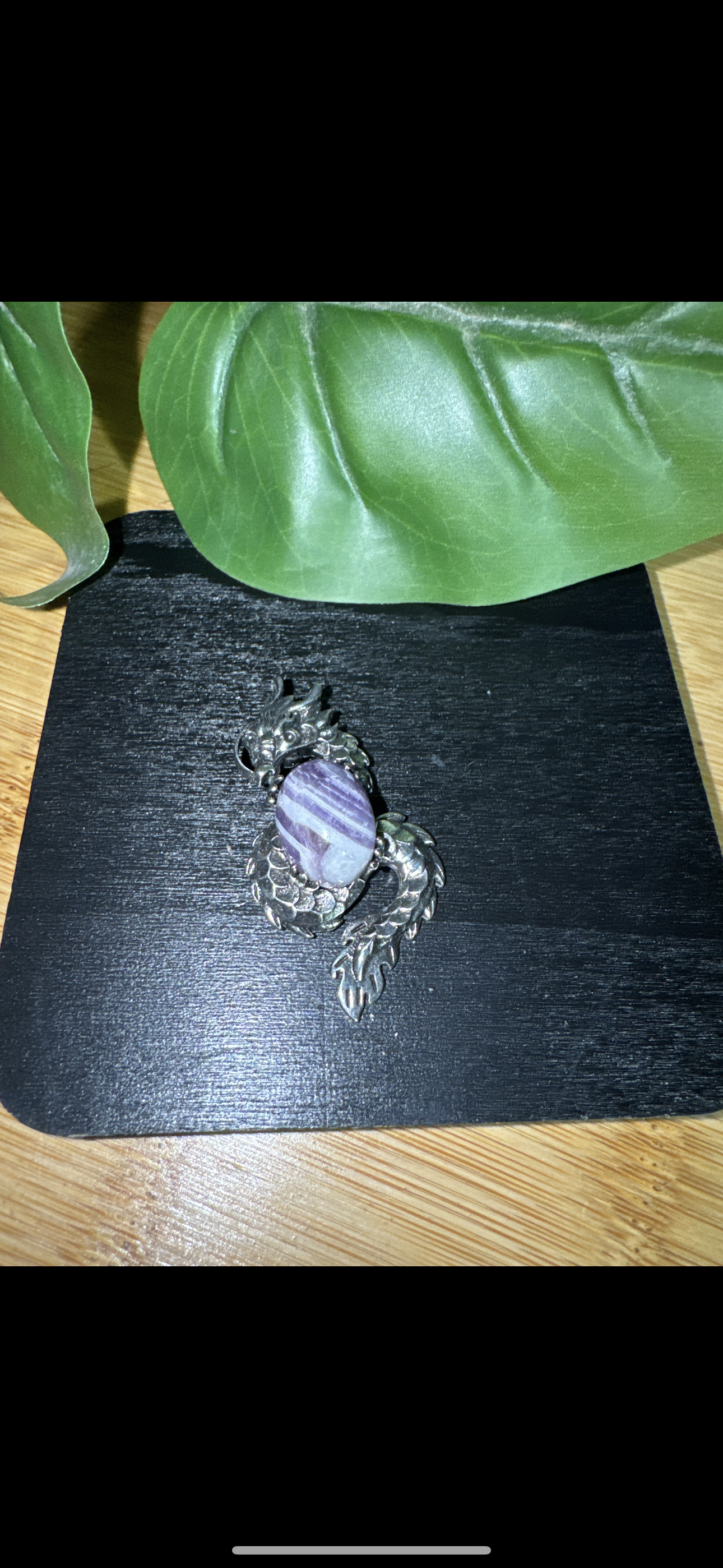 Renaissance Dragon Pendant with Natural Dream Amethyst